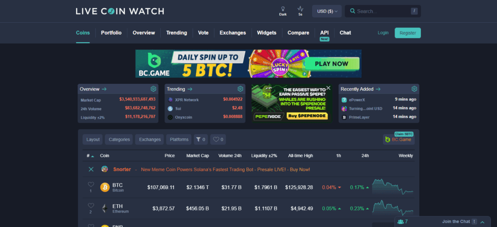 Live Coin Watch
