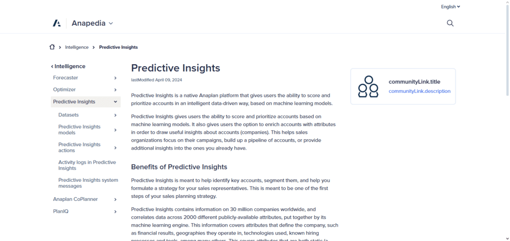 Anaplan Predictive Insights