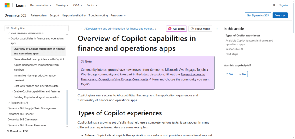 Microsoft Dynamics 365 Finance + Copilot AI